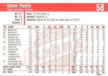 1998 Kahn's Cincinnati Reds #NNO Steve Parris Back