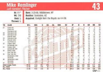 1998 Kahn's Cincinnati Reds #NNO Mike Remlinger Back