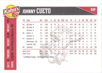 2009 Kahn's Cincinnati Reds #NNO Johnny Cueto Back