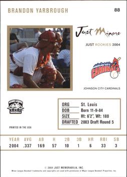 2004 Just Rookies #88 Brandon Yarbrough Back