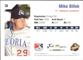 2006 Just Autographs #3 Mike Billek Back