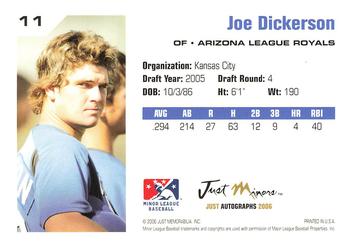 2006 Just Autographs #11 Joe Dickerson Back