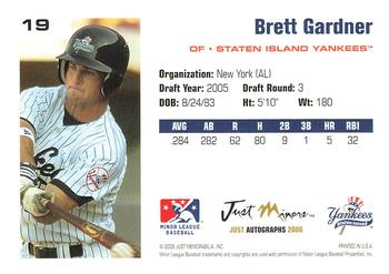 2006 Just Autographs #19 Brett Gardner Back
