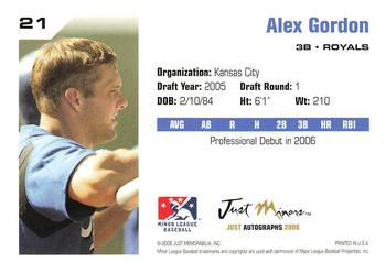 2006 Just Autographs #21 Alex Gordon Back