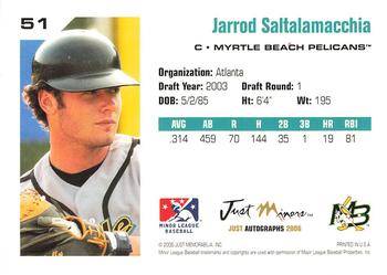 2006 Just Autographs #51 Jarrod Saltalamacchia Back