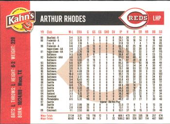 2010 Kahn's Cincinnati Reds #NNO Arthur Rhodes Back