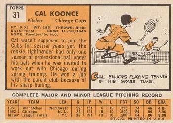 1963 Topps #31 Cal Koonce Back