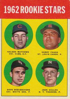 1963 Topps #54 1963 Rookie Stars (Nelson Mathews / Harry Fanok / Dave DeBusschere / Jack Cullen) Front