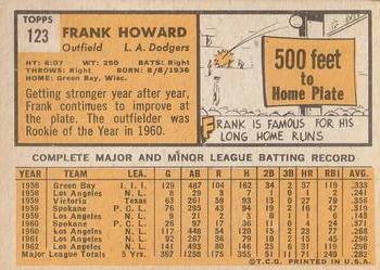 1963 Topps #123 Frank Howard Back