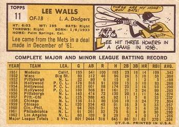1963 Topps #11 Lee Walls Back