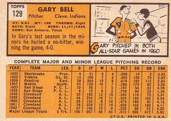 1963 Topps #129 Gary Bell Back