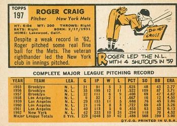 1963 Topps #197 Roger Craig Back