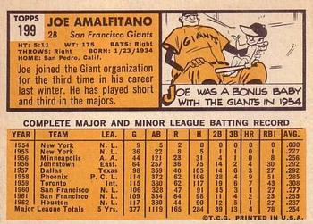 1963 Topps #199 Joe Amalfitano Back