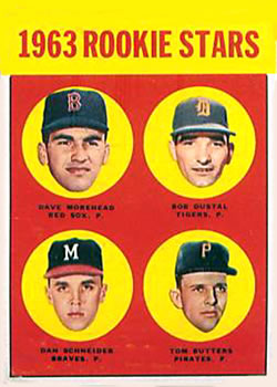 1963 Topps #299 1963 Rookie Stars (Dave Morehead / Bob Dustal / Dan Schneider / Tom Butters) Front