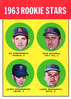 1963 Topps #386 1963 Rookie Stars (Ed Kirkpatrick / John Bateman / Garry Roggenburk / Larry Bearnarth) Front