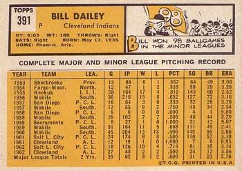 1963 Topps #391 Bill Dailey Back