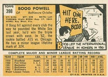 1963 Topps #398 Boog Powell Back
