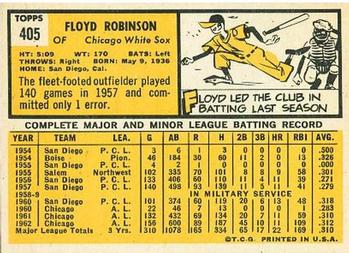 1963 Topps #405 Floyd Robinson Back