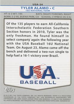 2011 Topps USA Baseball #USA-24 Tyler Alamo Back