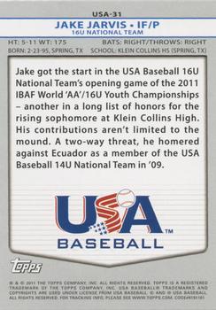 2011 Topps USA Baseball #USA-31 Jake Jarvis Back