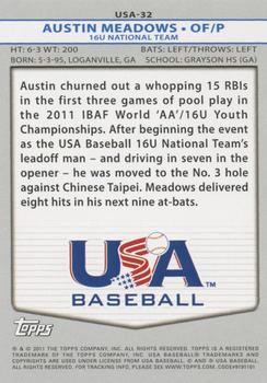 2011 Topps USA Baseball #USA-32 Austin Meadows Back
