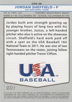 2011 Topps USA Baseball #USA-38 Jordan Sheffield Back