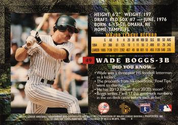 1995 Topps Embossed #49 Wade Boggs Back
