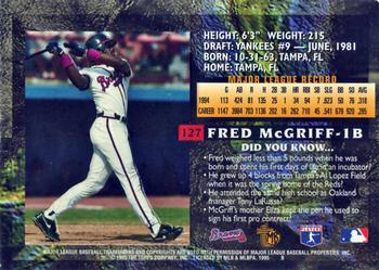 1995 Topps Embossed #127 Fred McGriff Back