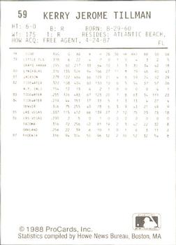 1988 ProCards #59 Rusty Tillman Back