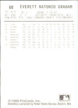 1988 ProCards #60 Everett Graham Back