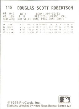 1988 ProCards #115 Doug Robertson Back