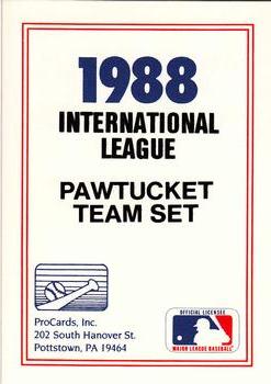 1988 ProCards #NNO Pawtucket Red Sox Checklist Front