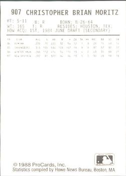 1988 ProCards #907 Chris Moritz Back