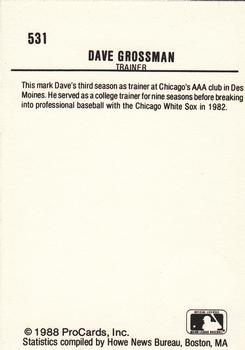 1988 ProCards #531 Dave Grossman Back