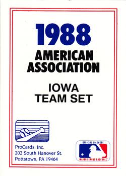 1988 ProCards #NNO Iowa Cubs Checklist Front