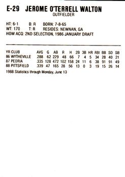 1988 ProCards Eastern League All-Stars #E-29 Jerome Walton Back
