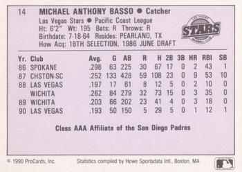 1990 ProCards AAA #14 Mike Basso Back