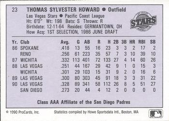1990 ProCards AAA #23 Thomas Howard Back