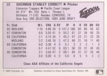 1990 ProCards AAA #88 Sherman Corbett Back