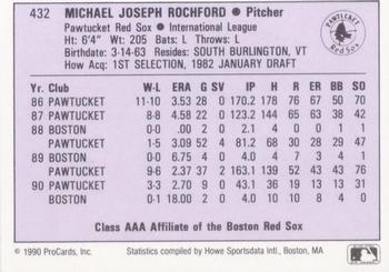1990 ProCards AAA #432 Mike Rochford Back