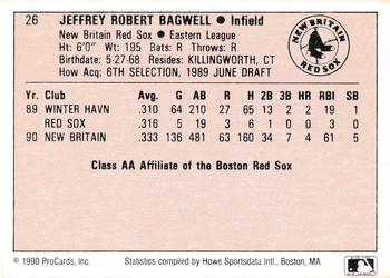 1990 ProCards A and AA #26 Jeff Bagwell Back