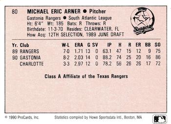 1990 ProCards A and AA #80 Mike Arner Back