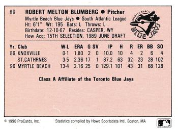 1990 ProCards A and AA #89 Rob Blumberg Back