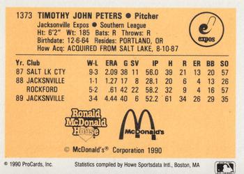 1990 ProCards #1373 Tim Peters Back