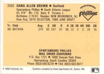 1990 ProCards #2502 Dana Brown Back