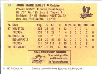 1990 ProCards #13 Mark Bailey Back