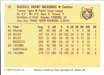 1990 ProCards #96 Russ McGinnis Back
