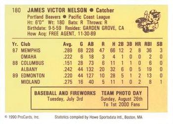 1990 ProCards #180 Jamie Nelson Back