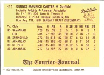 1990 ProCards #414 Dennis Carter Back