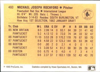 1990 ProCards #460 Mike Rochford Back
